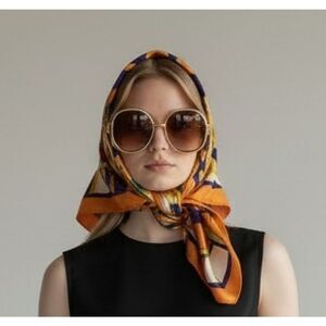 Vintage Colorful Geometric Patterned Square Scarf